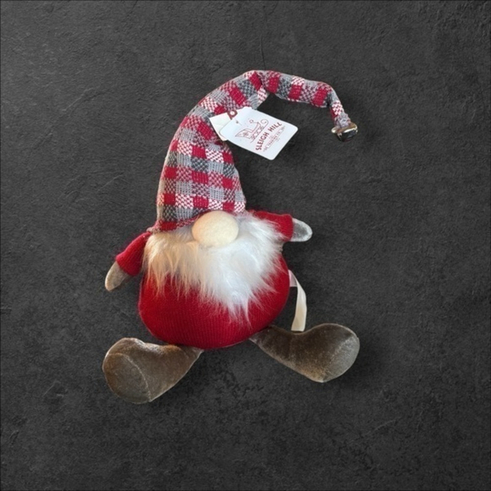 Holiday Velvety Gnome with bell tipped hat